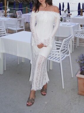 White off-shoulder lace dress